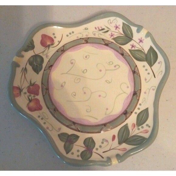PartyLite Strawberry Candle Plate & Shade Topper Ceramic Colorful  P8098 Retired - Picture 8 of 11